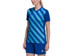 Shirts Aktivkleider Geschaft 18 Adidas - Entrada 22 GFX Jersey Women - Blaues Fußballtrikot