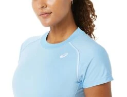 Asics - Court Women Piping SS - Blue Sport Shirt Ladies -Shirts Aktivkleider Geschaft asics 2042a157 406c